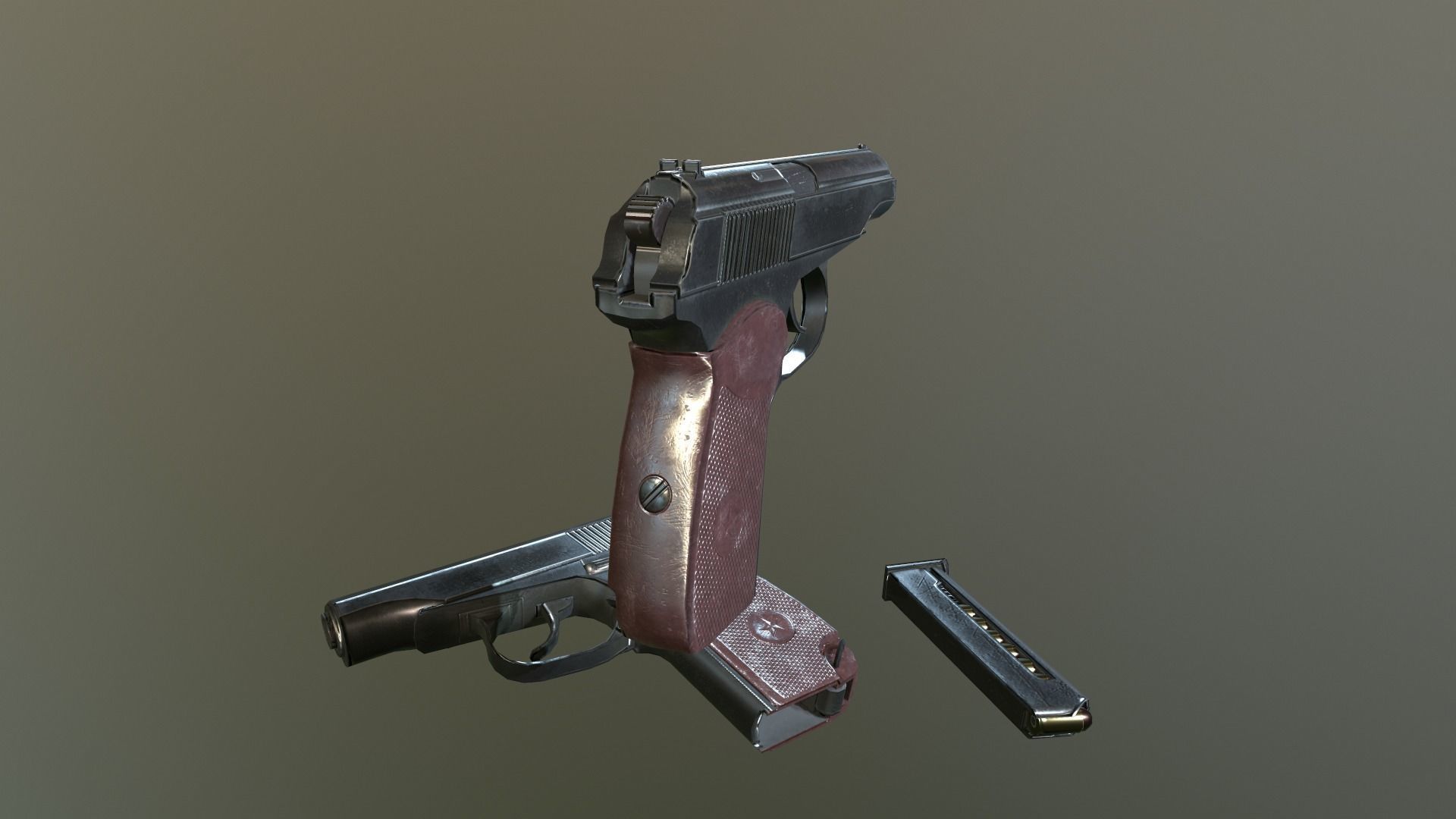Makarov Pistol Low-poly 3D model_8