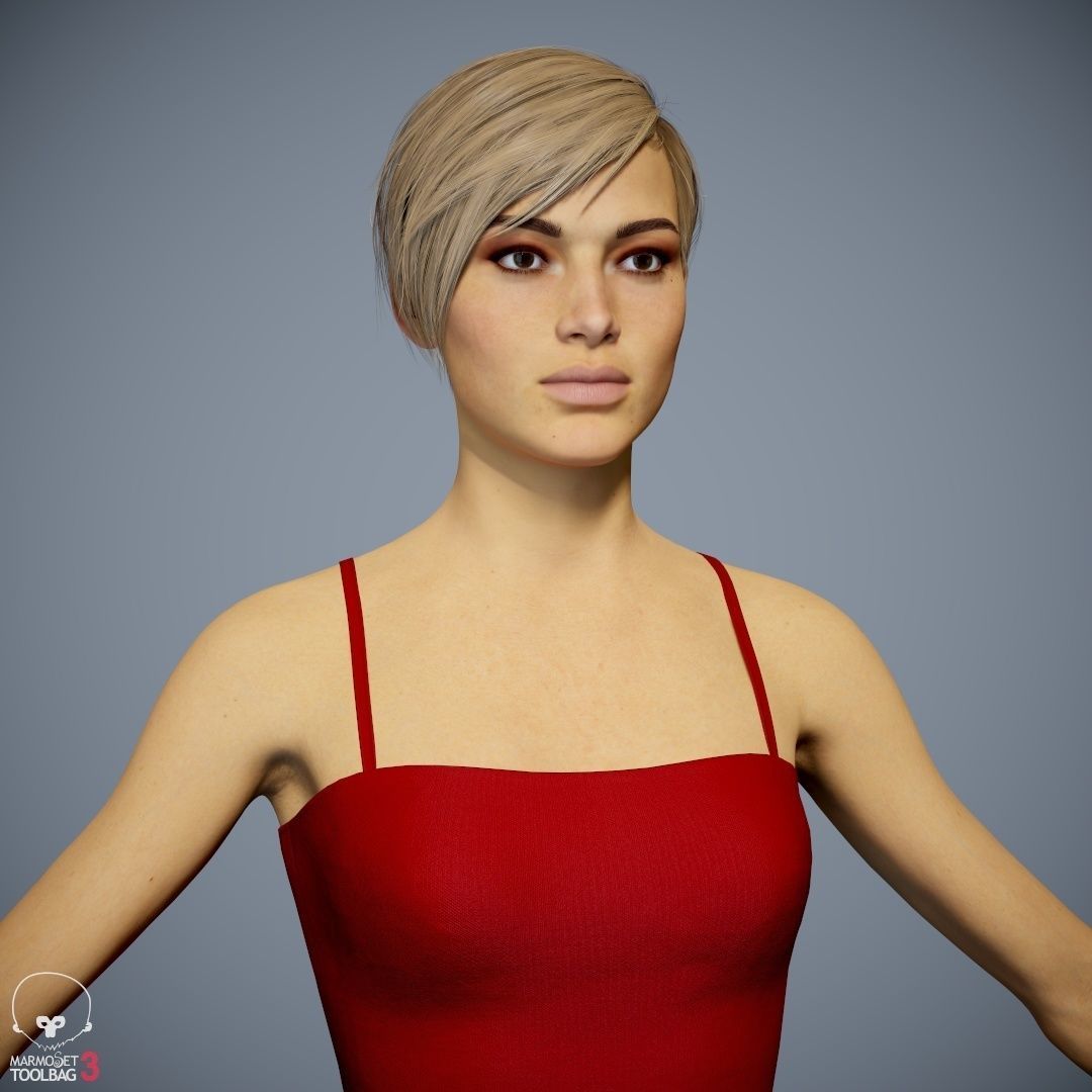 Female Character - Ana - Dress Low-poly 3D model_19