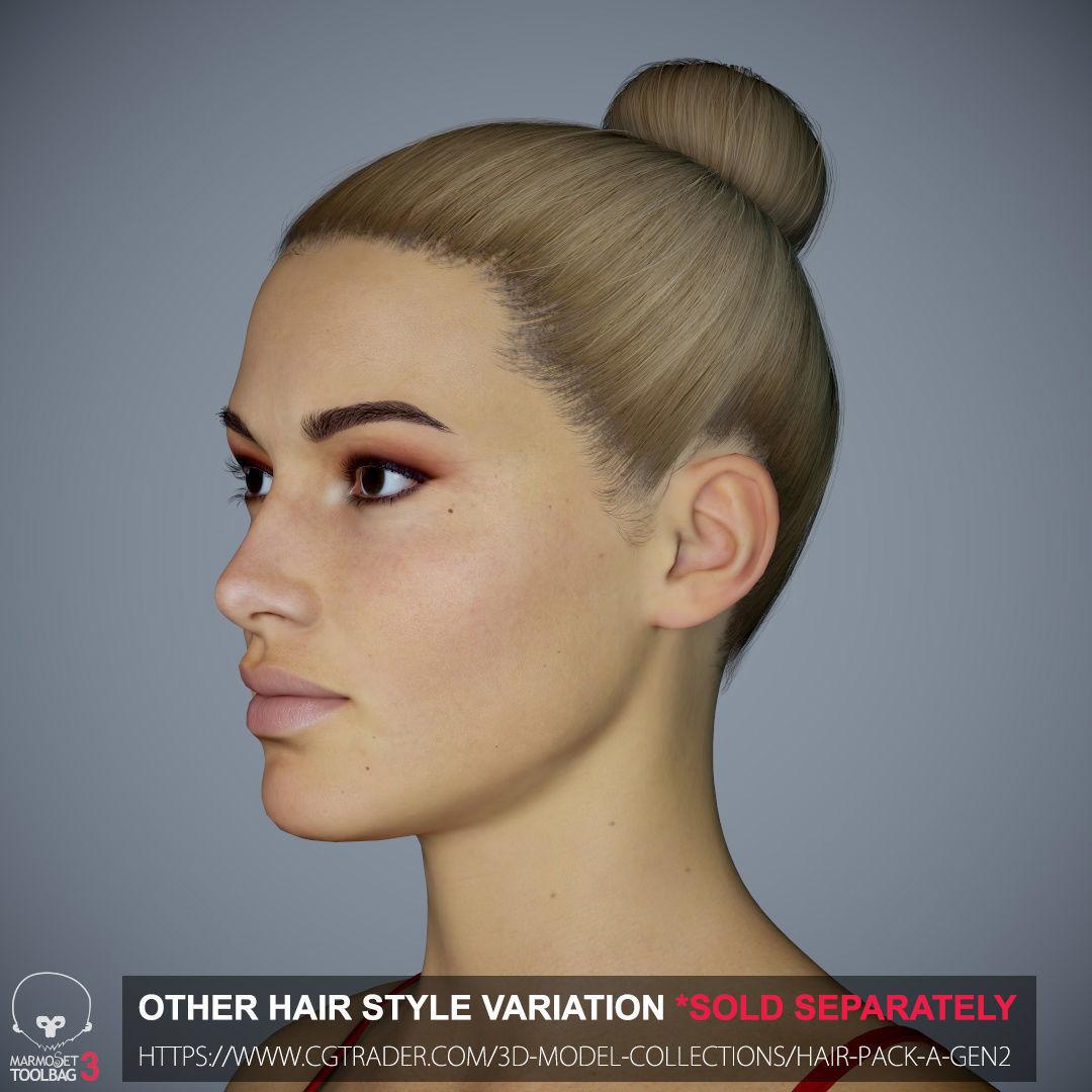 Female Character - Ana - Dress Low-poly 3D model_50