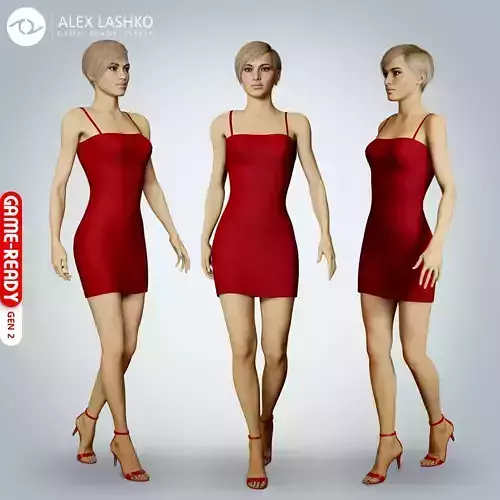 Female Character - Ana - Dress Low-poly 3D model Female Character - Ana - Dress Low-poly 3D model