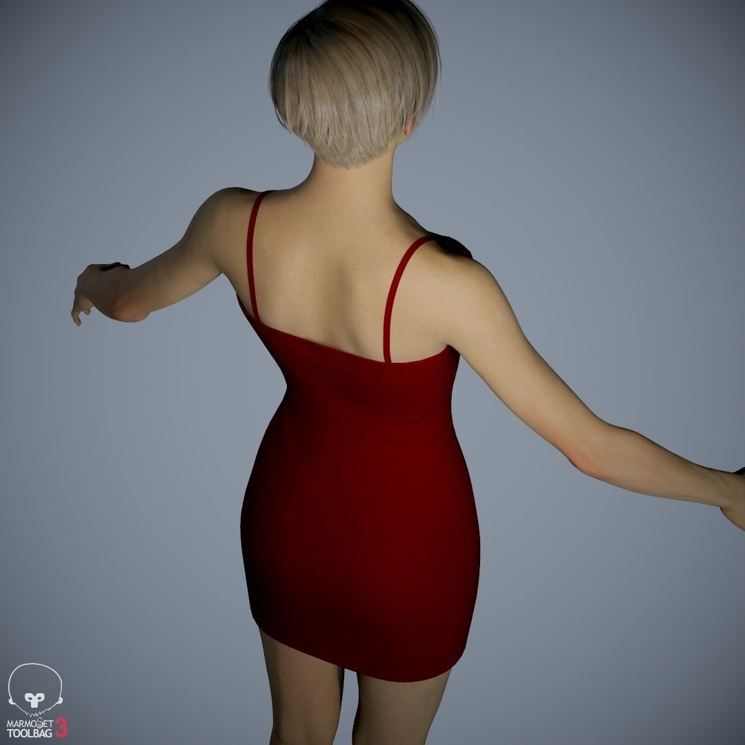 Female Character - Ana - Dress Low-poly 3D model_41