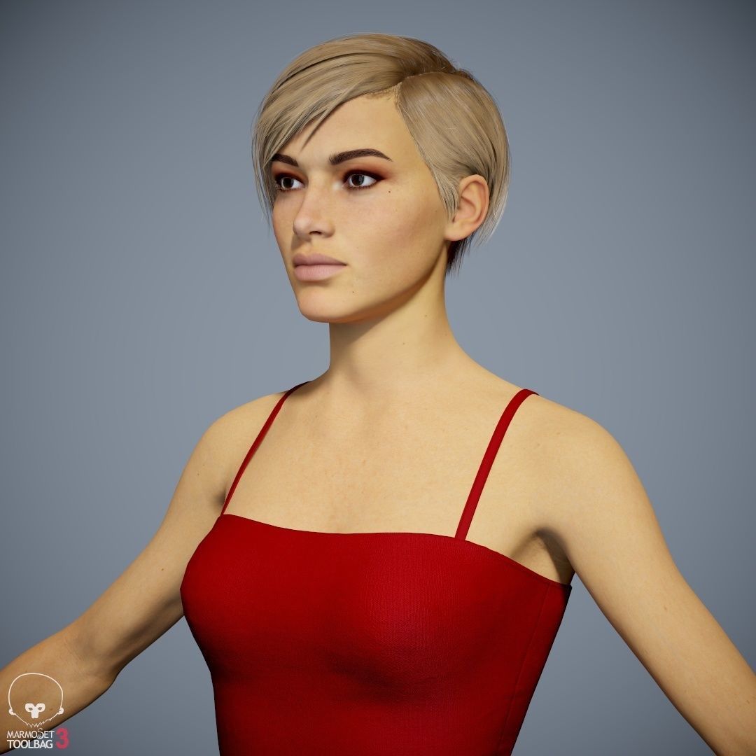 Female Character - Ana - Dress Low-poly 3D model_17