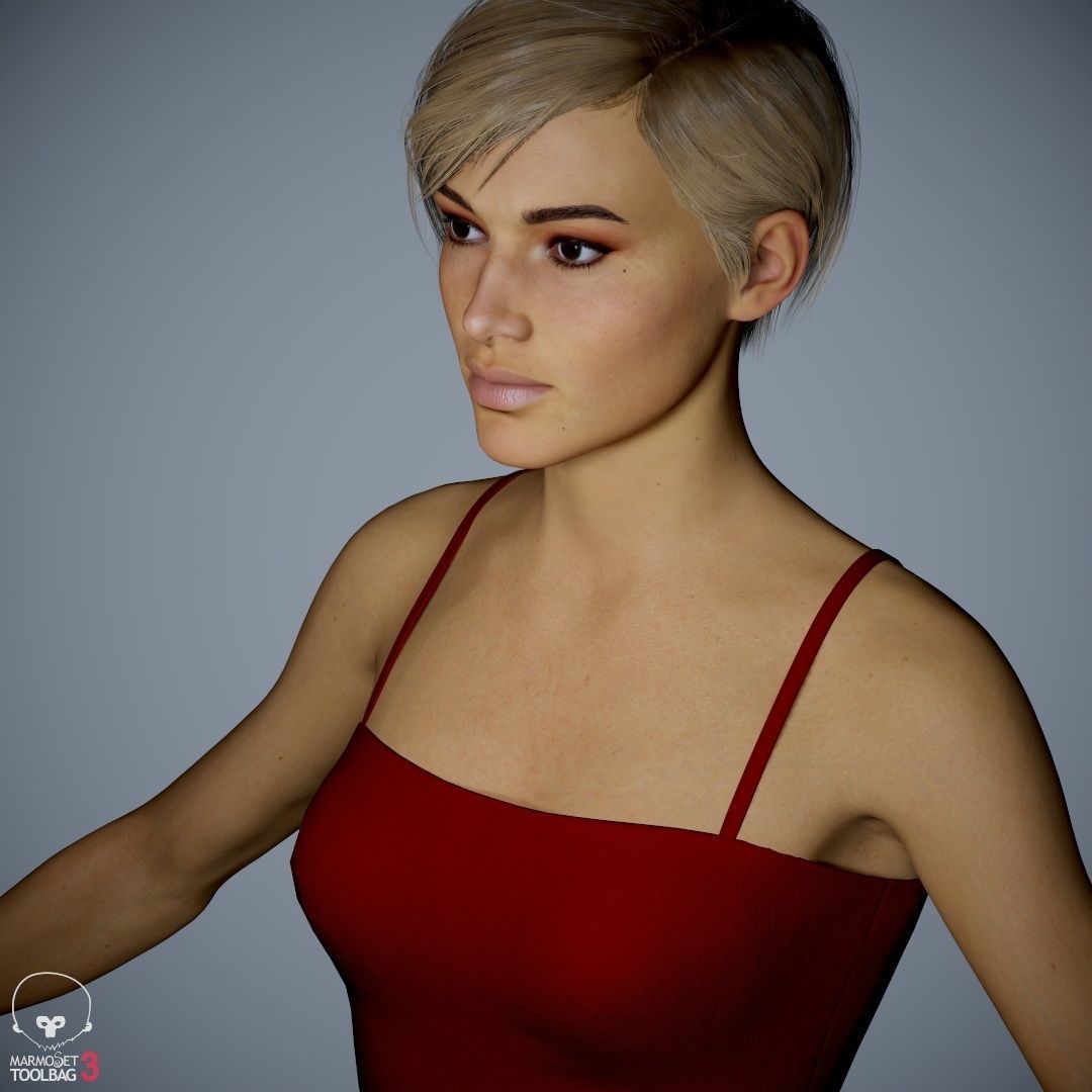 Female Character - Ana - Dress Low-poly 3D model_39