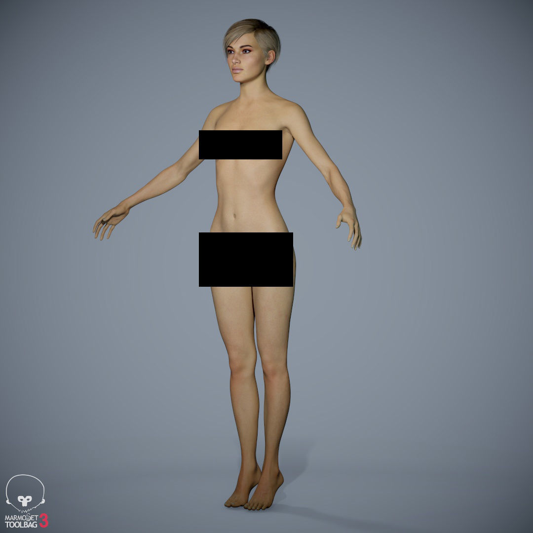 Female Character - Ana - Dress Low-poly 3D model_45