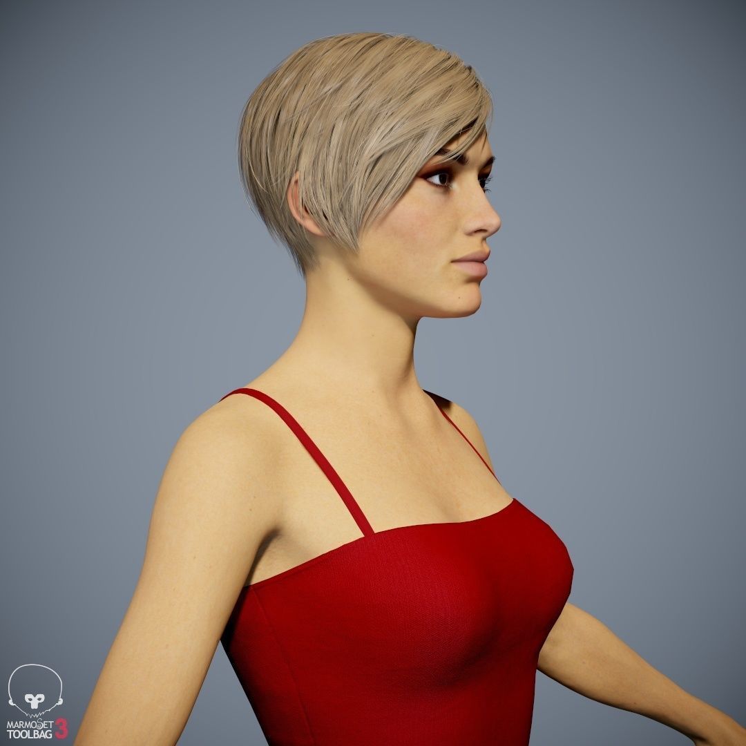 Female Character - Ana - Dress Low-poly 3D model_21