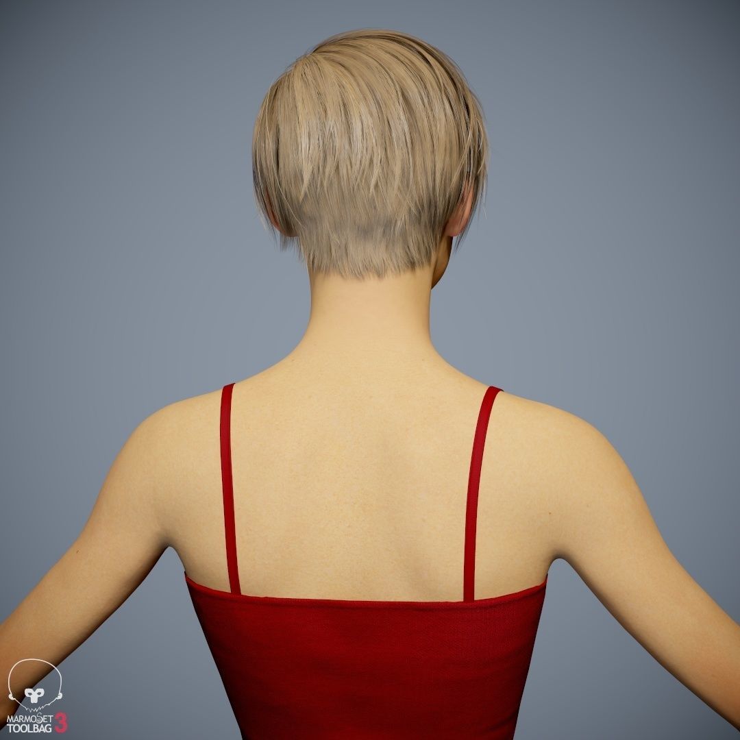 Female Character - Ana - Dress Low-poly 3D model_26