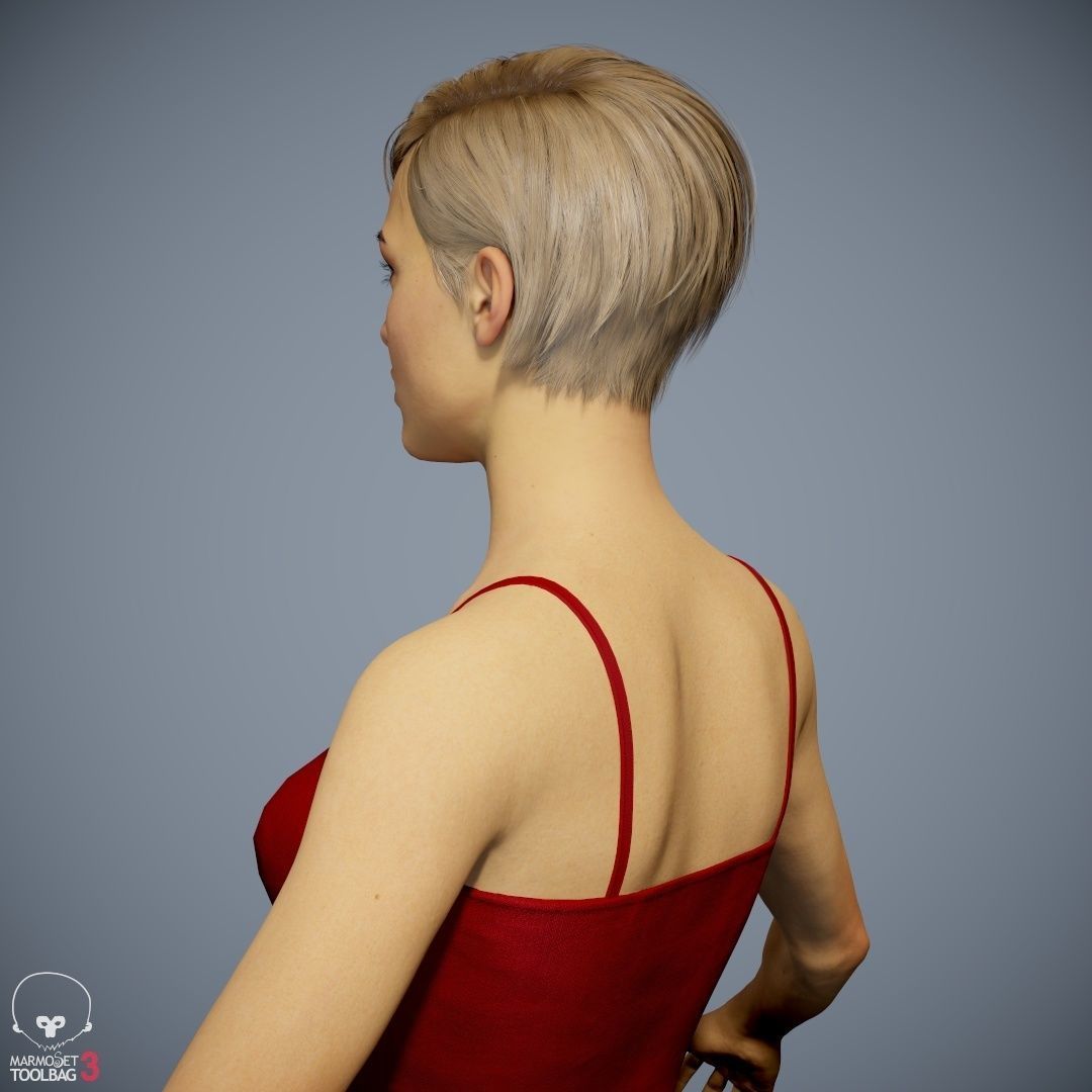 Female Character - Ana - Dress Low-poly 3D model_29