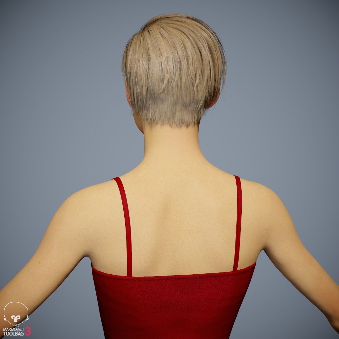 Female Character - Ana - Dress Low-poly 3D model_27