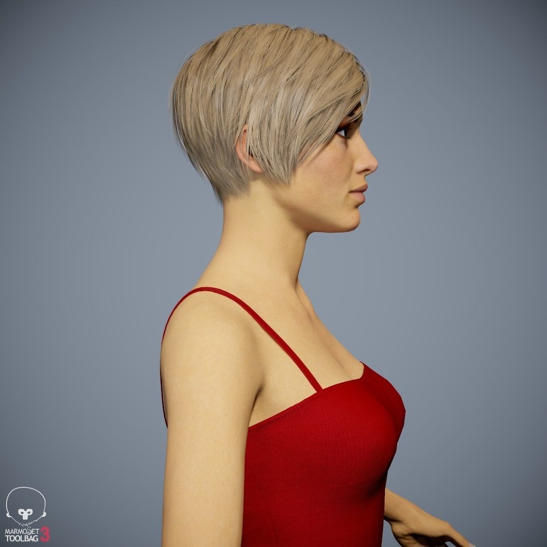 Female Character - Ana - Dress Low-poly 3D model_22