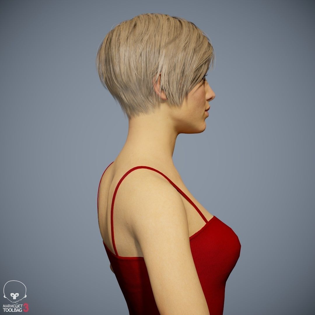 Female Character - Ana - Dress Low-poly 3D model_23