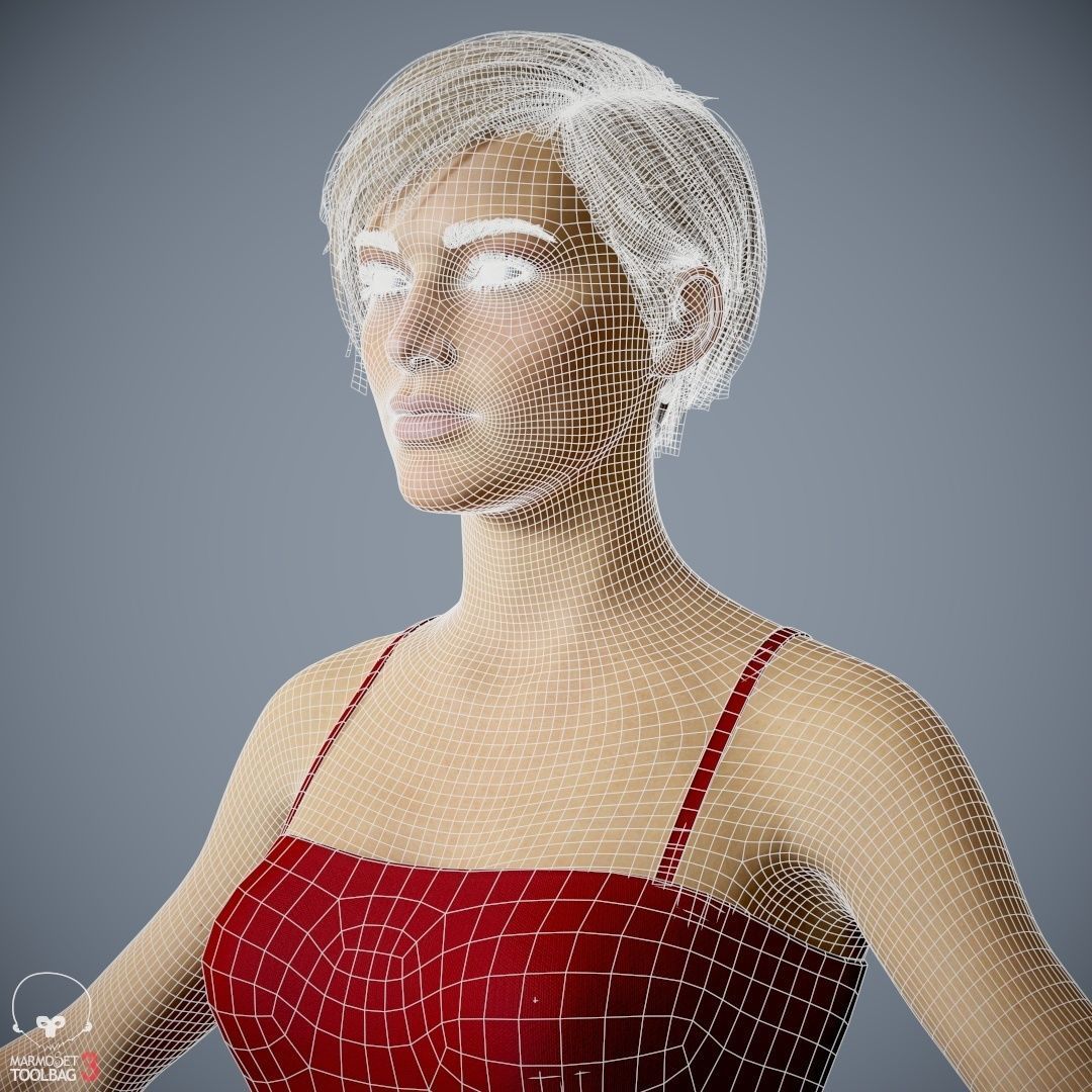 Female Character - Ana - Dress Low-poly 3D model_54