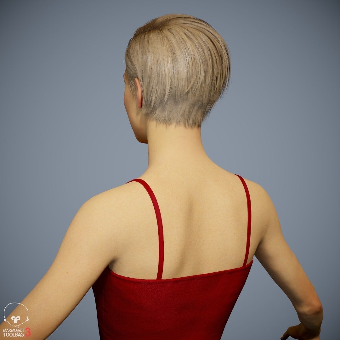 Female Character - Ana - Dress Low-poly 3D model_28