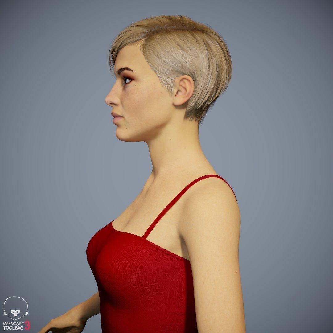 Female Character - Ana - Dress Low-poly 3D model_31