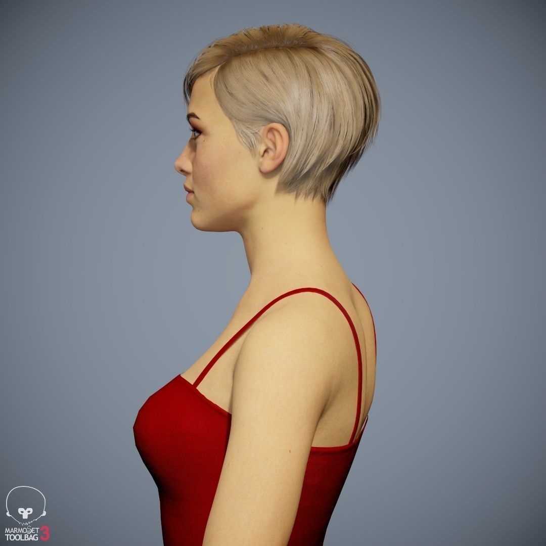 Female Character - Ana - Dress Low-poly 3D model_30