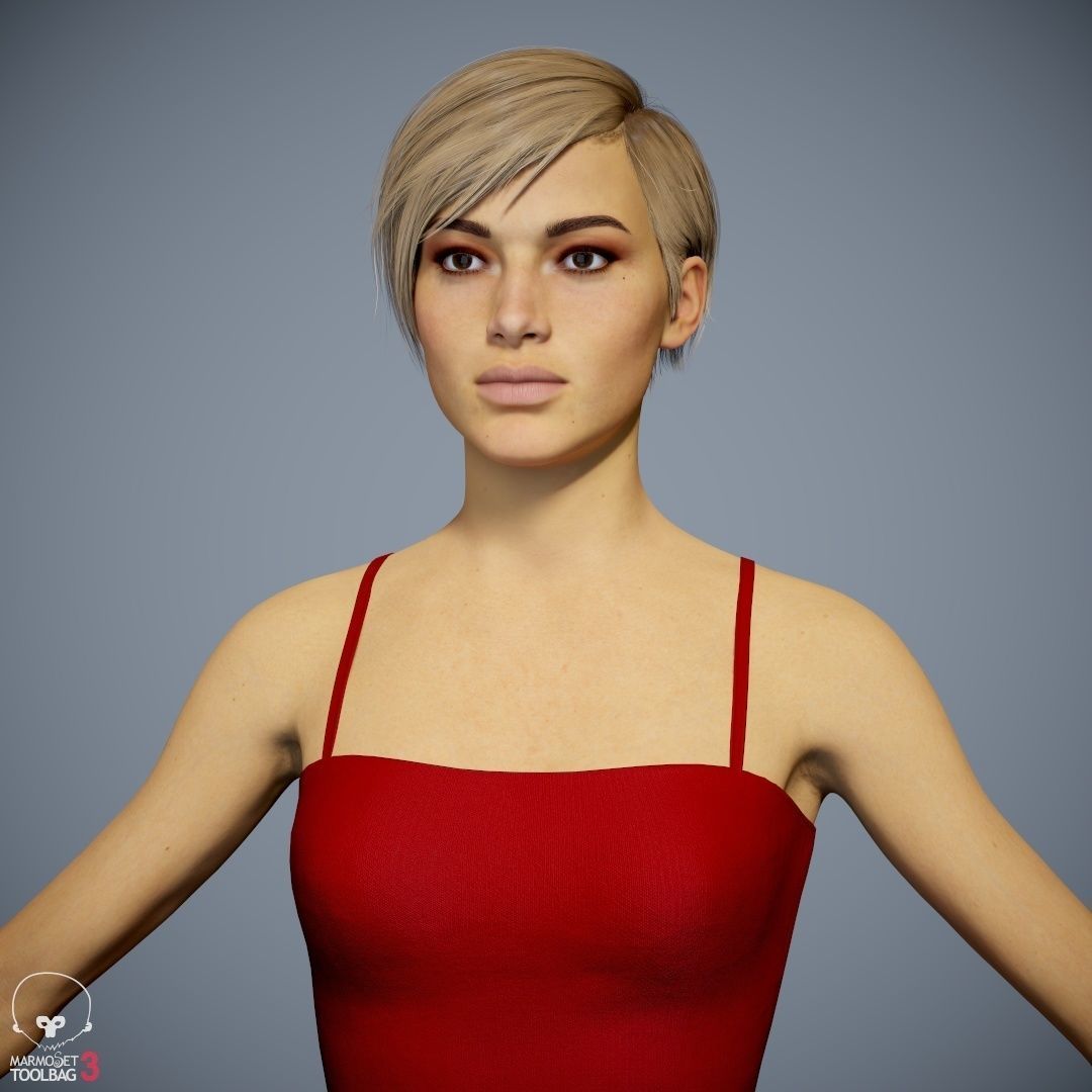 Female Character - Ana - Dress Low-poly 3D model_18