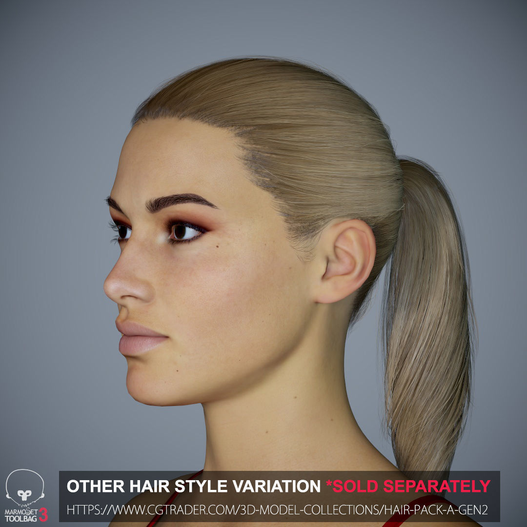 Female Character - Ana - Dress Low-poly 3D model_52