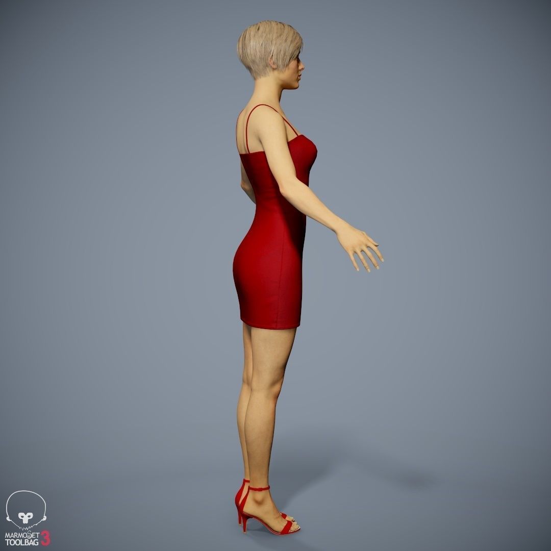 Female Character - Ana - Dress Low-poly 3D model_7