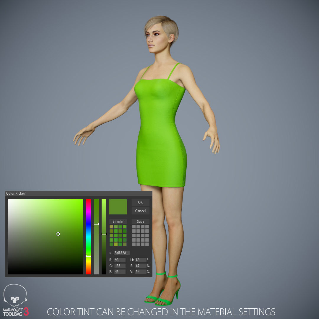 Female Character - Ana - Dress Low-poly 3D model_35