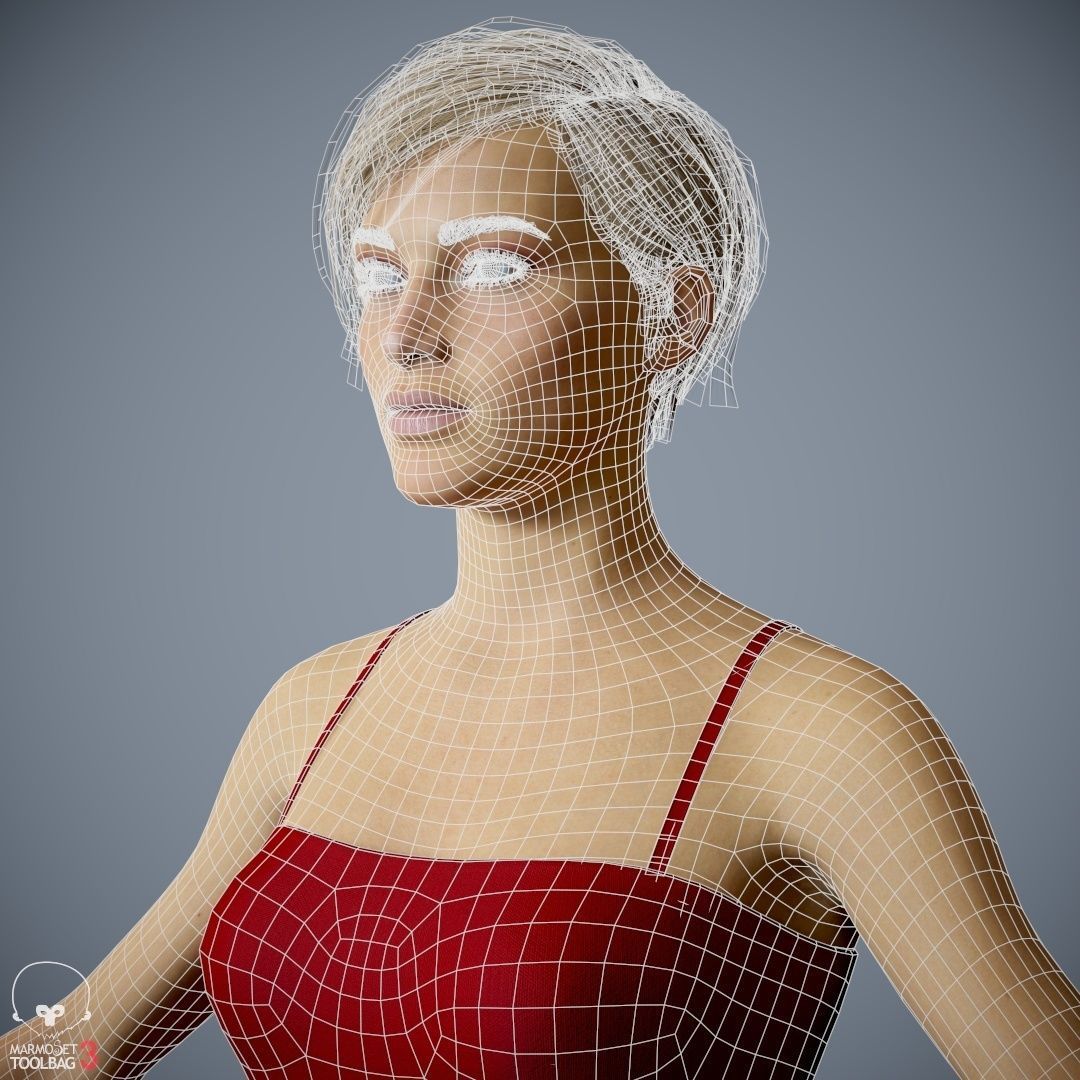 Female Character - Ana - Dress Low-poly 3D model_53