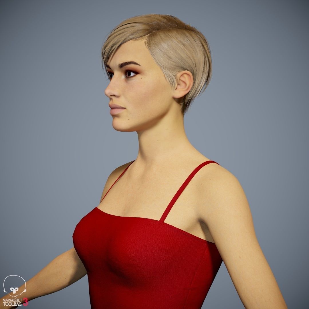 Female Character - Ana - Dress Low-poly 3D model_32