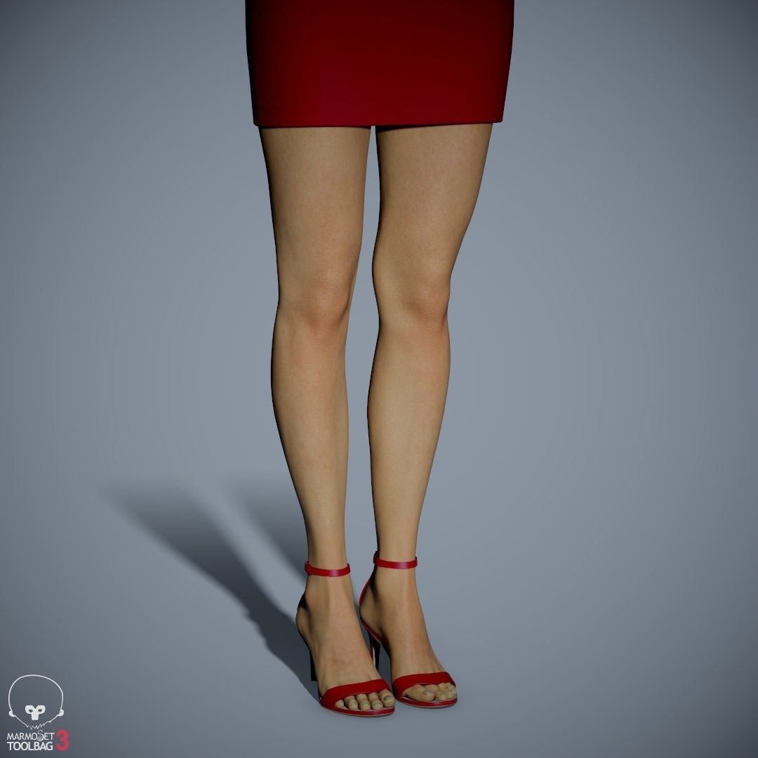 Female Character - Ana - Dress Low-poly 3D model_43