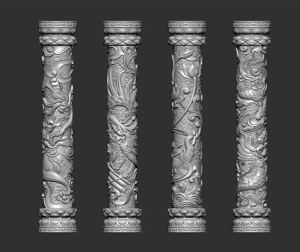Four classical columns 3D print model