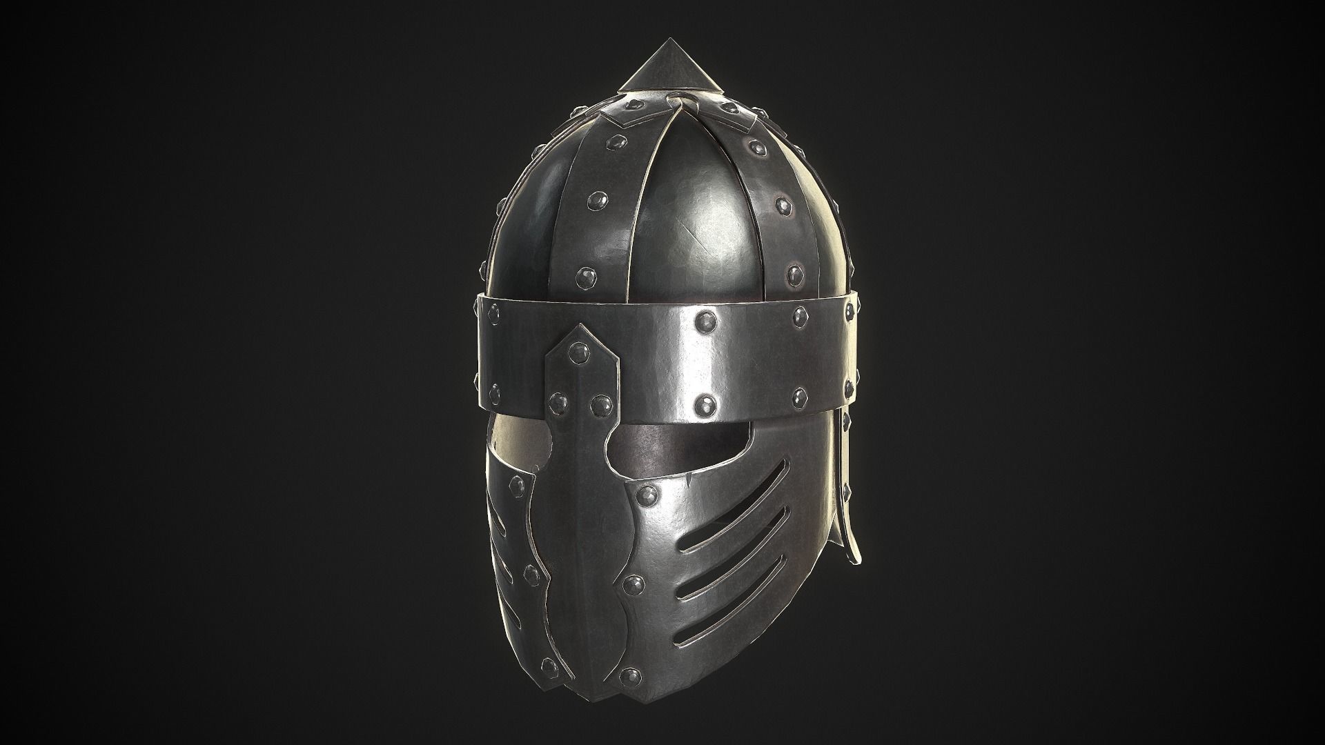 Knight Helmet 03 Low-poly 3D model_2