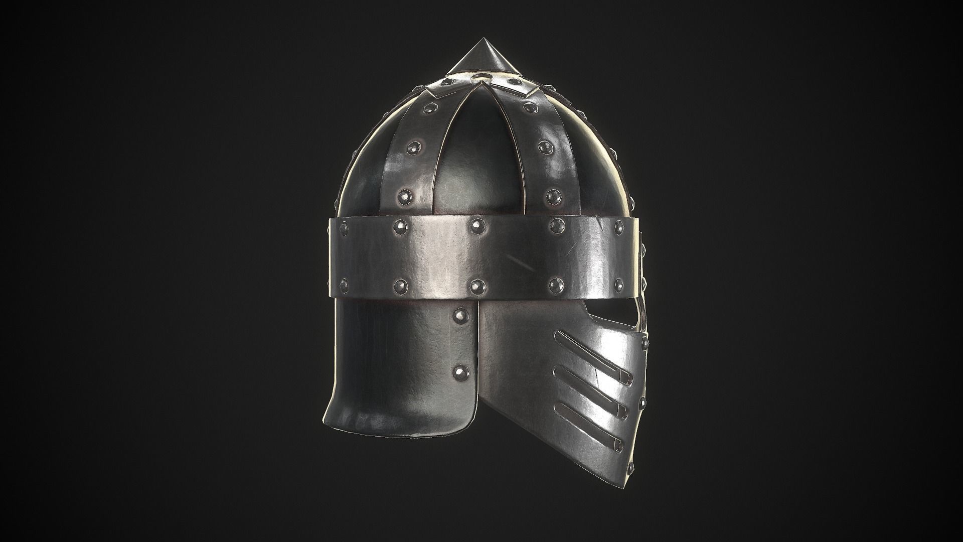 Knight Helmet 03 Low-poly 3D model_12
