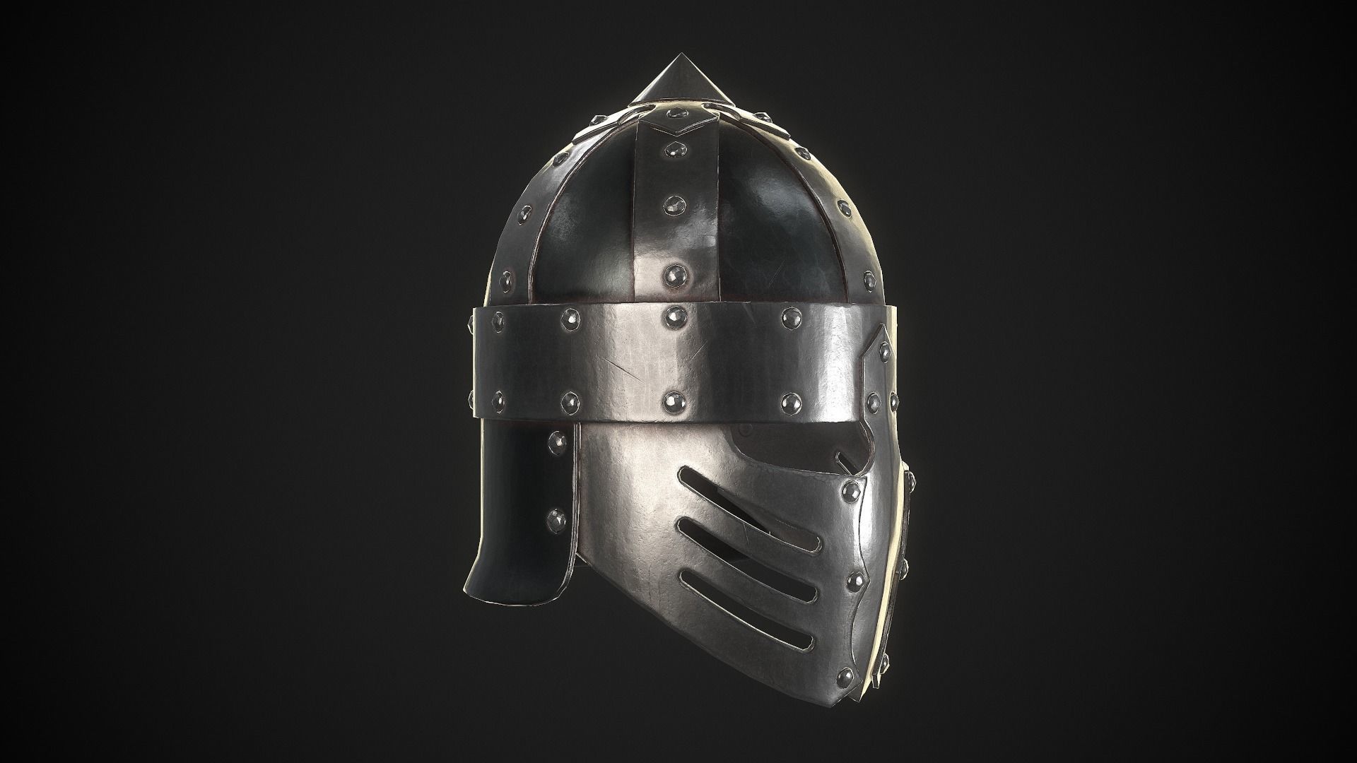 Knight Helmet 03 Low-poly 3D model_13