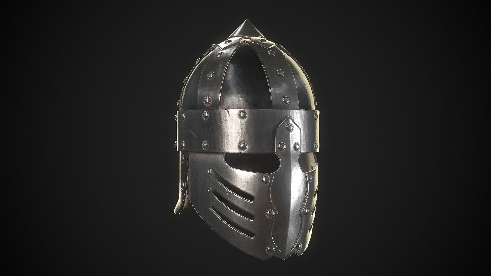 Knight Helmet 03 Low-poly 3D model_14