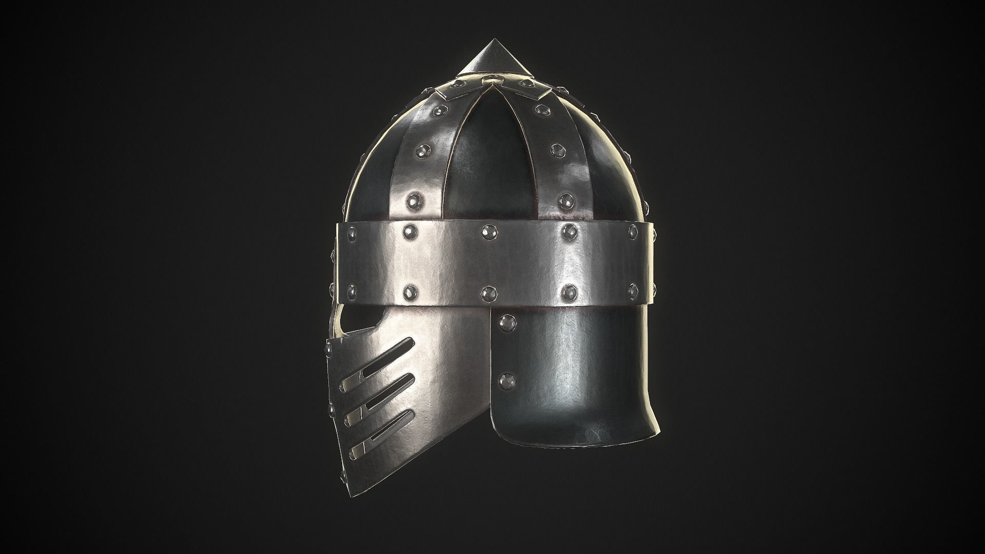 Knight Helmet 03 Low-poly 3D model_6