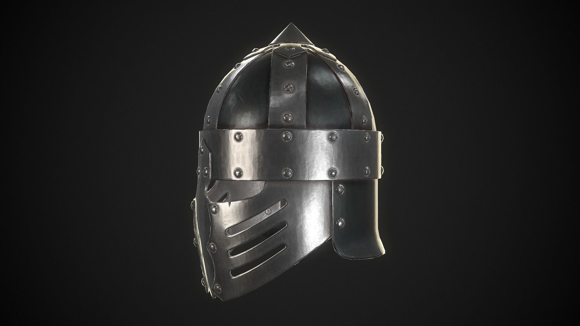 Knight Helmet 03 Low-poly 3D model_5