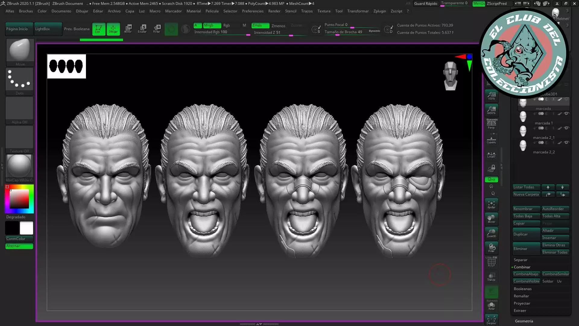 Punisher 4 heads set 3D print model
