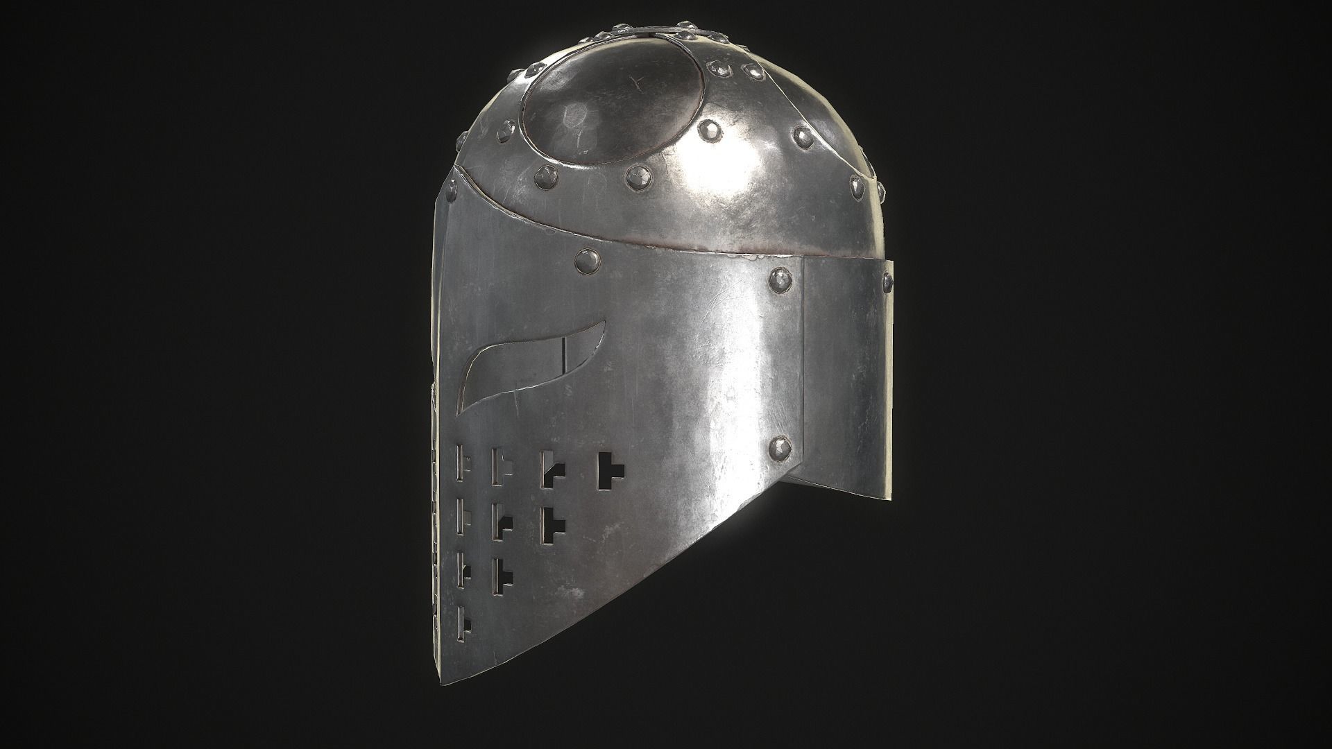 Knight Helmet 02 Low-poly 3D model_5