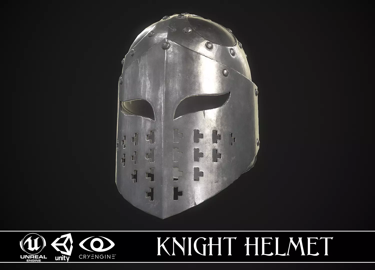 Knight Helmet 02 Low-poly 3D model_0