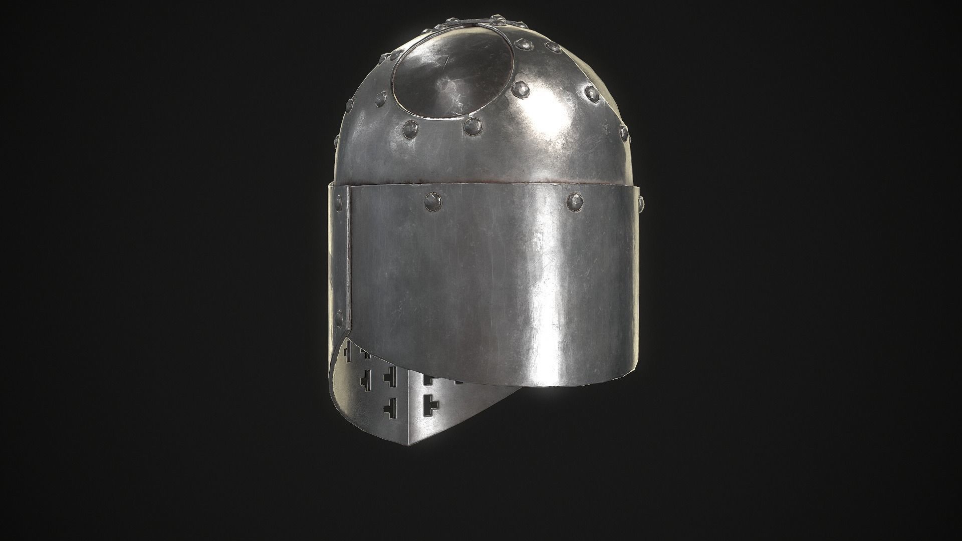 Knight Helmet 02 Low-poly 3D model_8