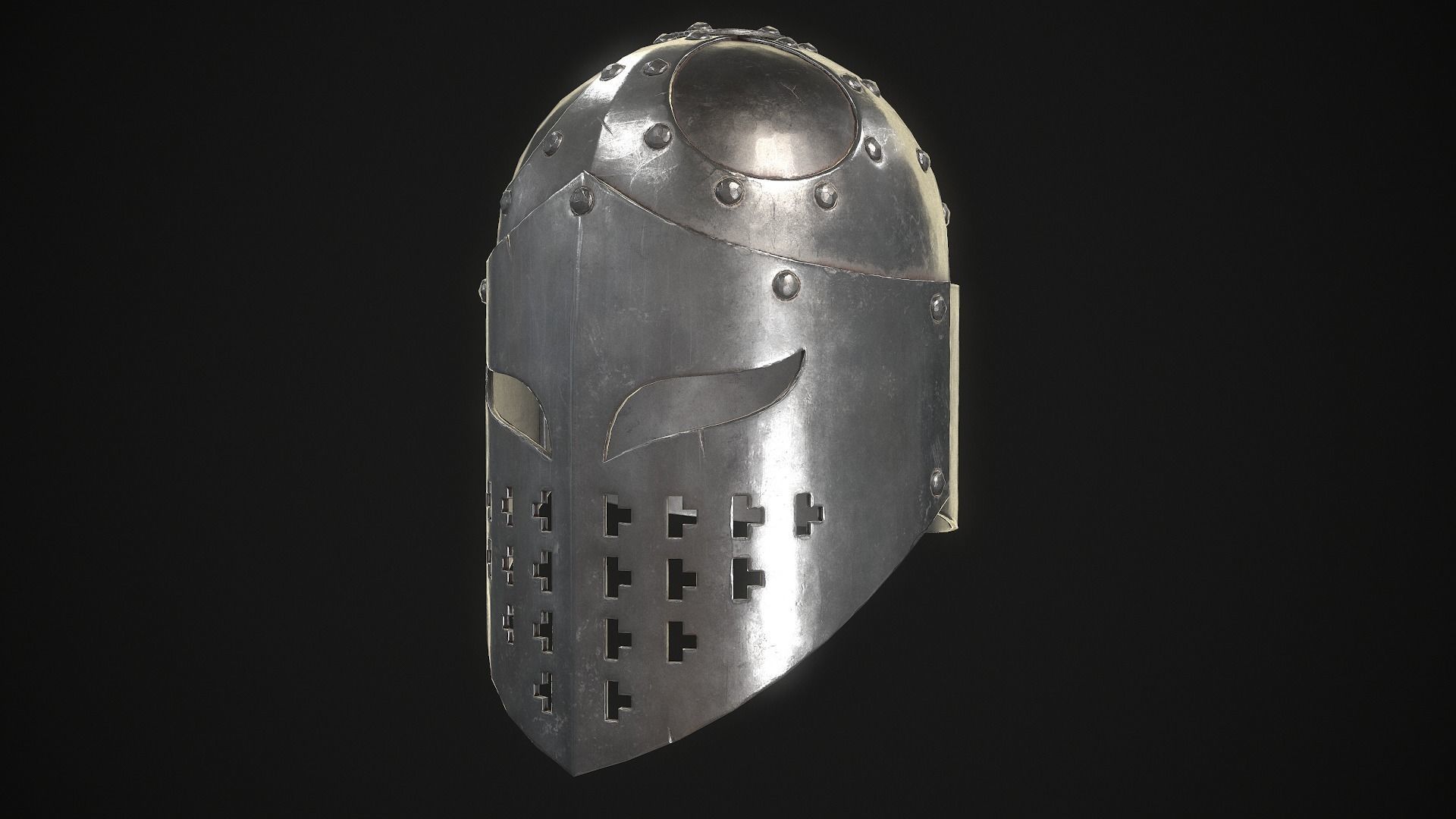 Knight Helmet 02 Low-poly 3D model_4