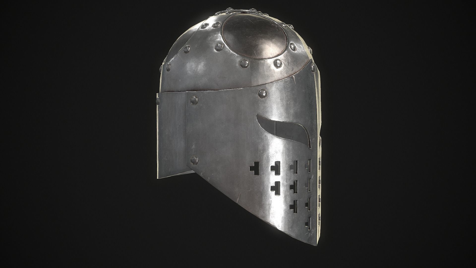 Knight Helmet 02 Low-poly 3D model_13