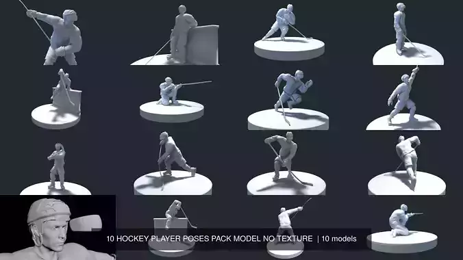 10 HOCKEY PLAYER POSES PACK MODEL NO TEXTURE 