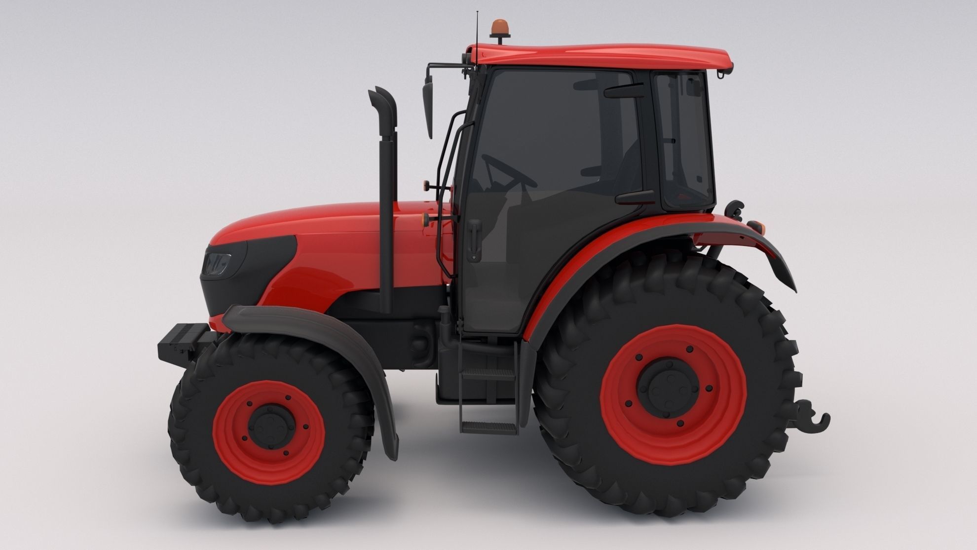 Tractor Red 3D model_3