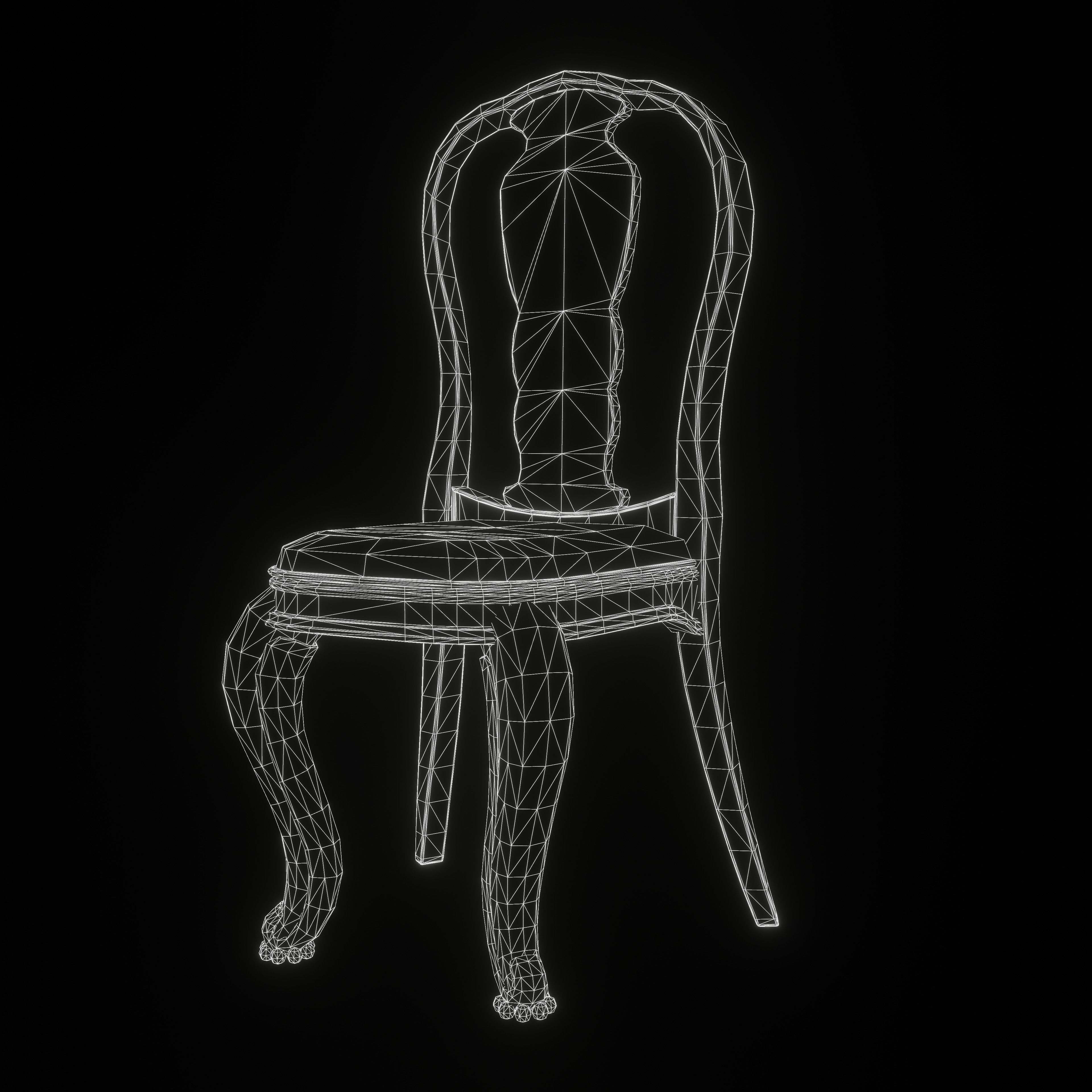 Low-Poly 3D Antique Chair Free low-poly 3D model_2