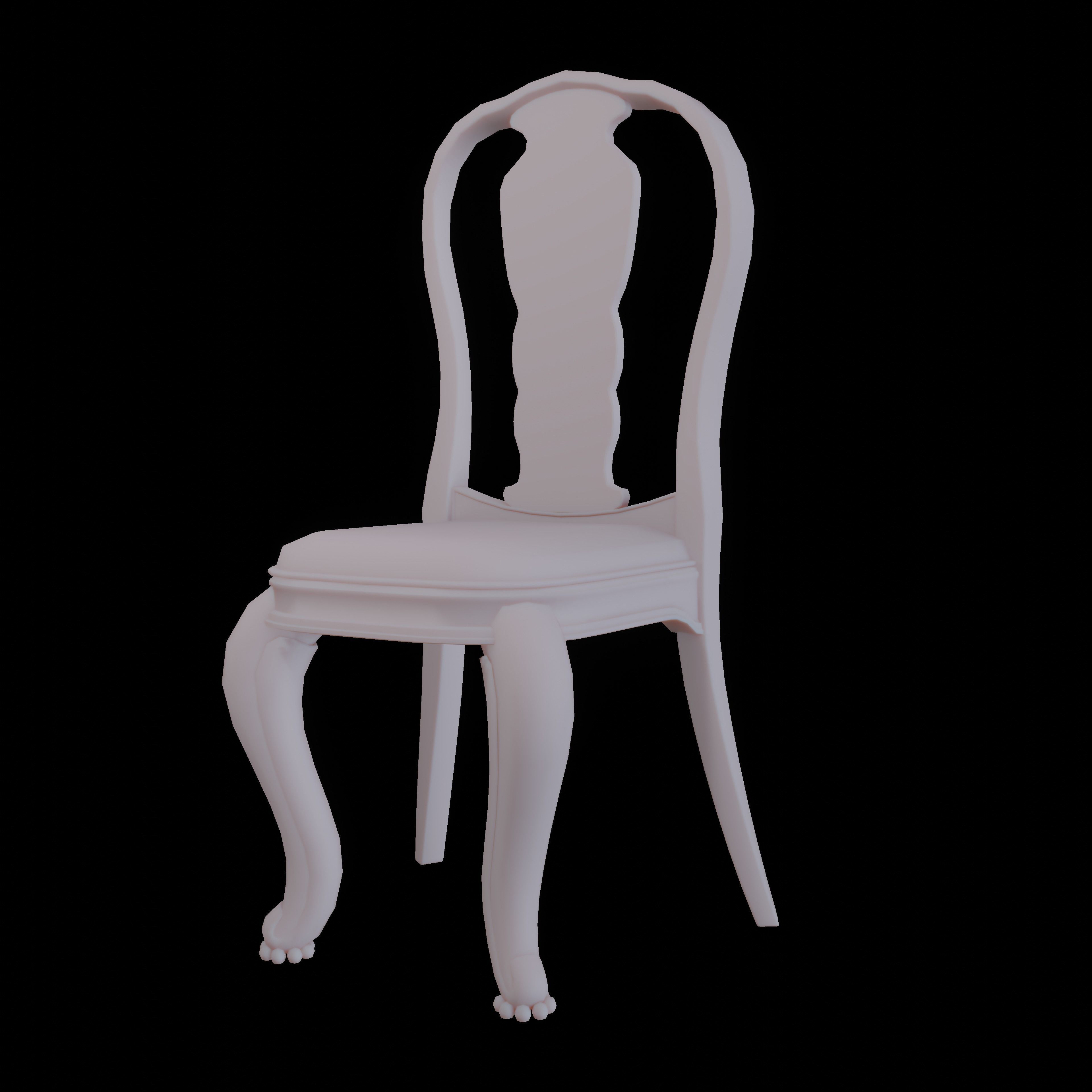 Low-Poly 3D Antique Chair Free low-poly 3D model_1