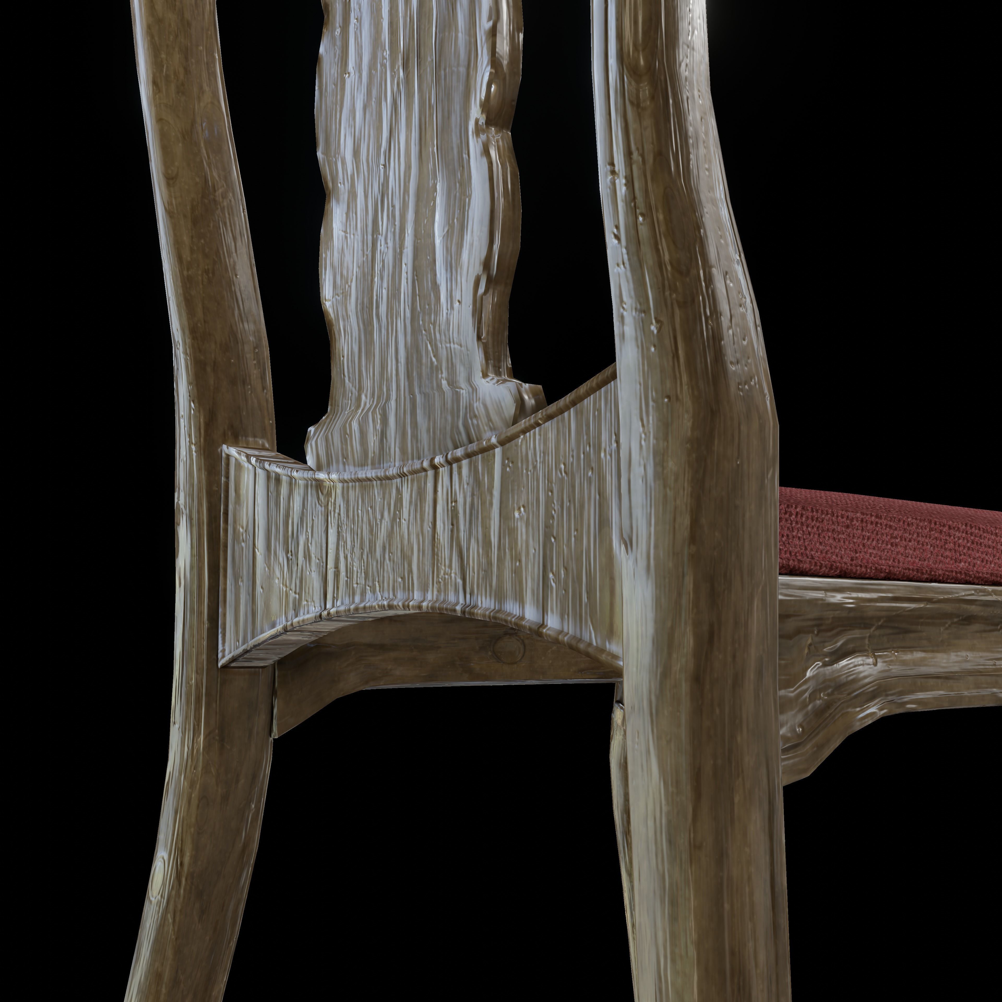 Low-Poly 3D Antique Chair Free low-poly 3D model_7