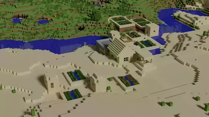 Minecraft Village Low-poly 3D model