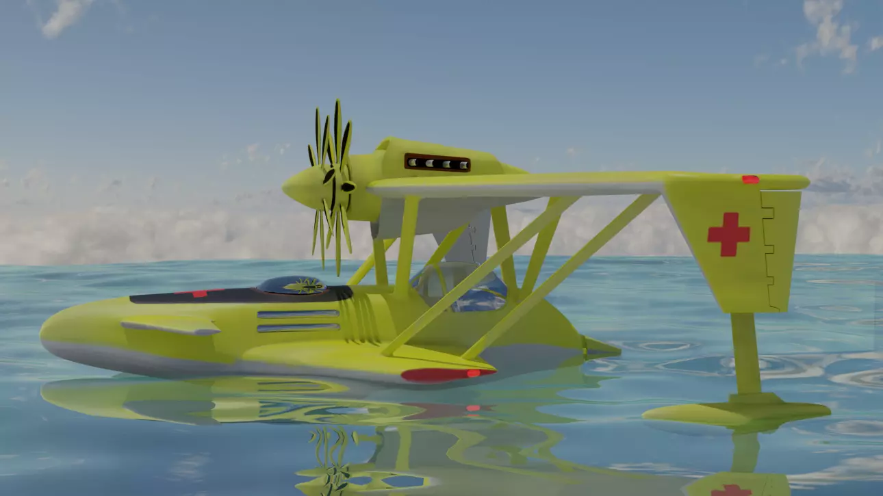 Paramedic airplane Low-poly 3D model