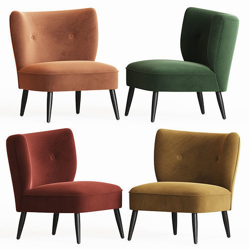 Franck Velvet Armchair 3D model