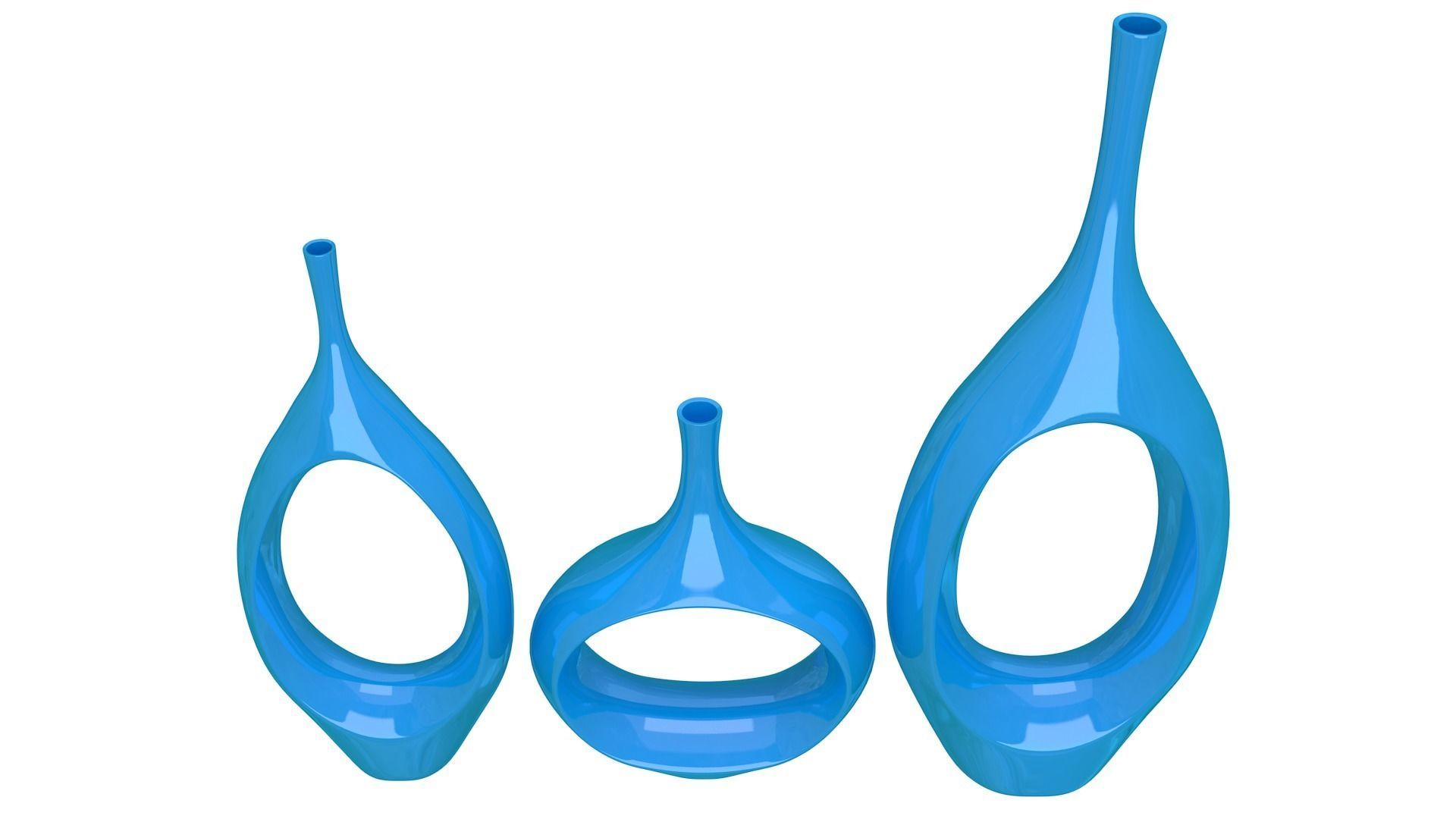 Decor Tabletop Hollowed Vases blue 3D model_5