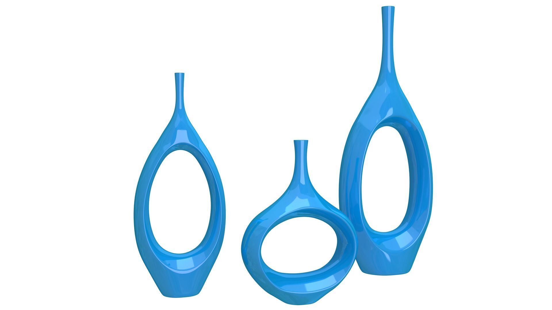 Decor Tabletop Hollowed Vases blue 3D model_2