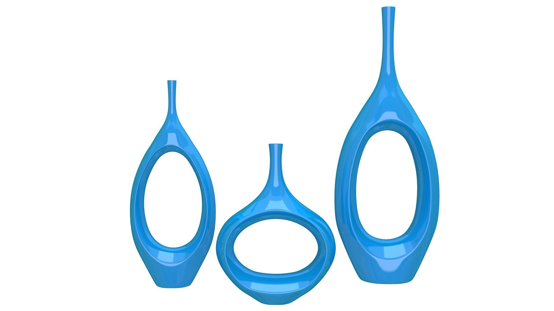 Decor Tabletop Hollowed Vases blue 3D model_1