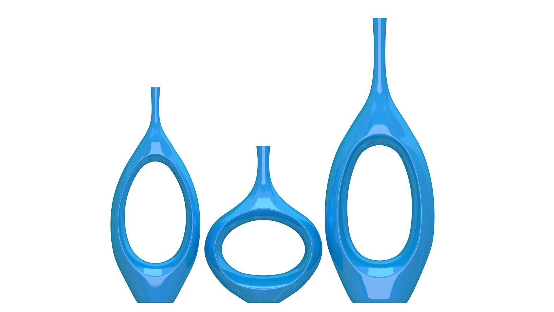 Decor Tabletop Hollowed Vases blue 3D model_3